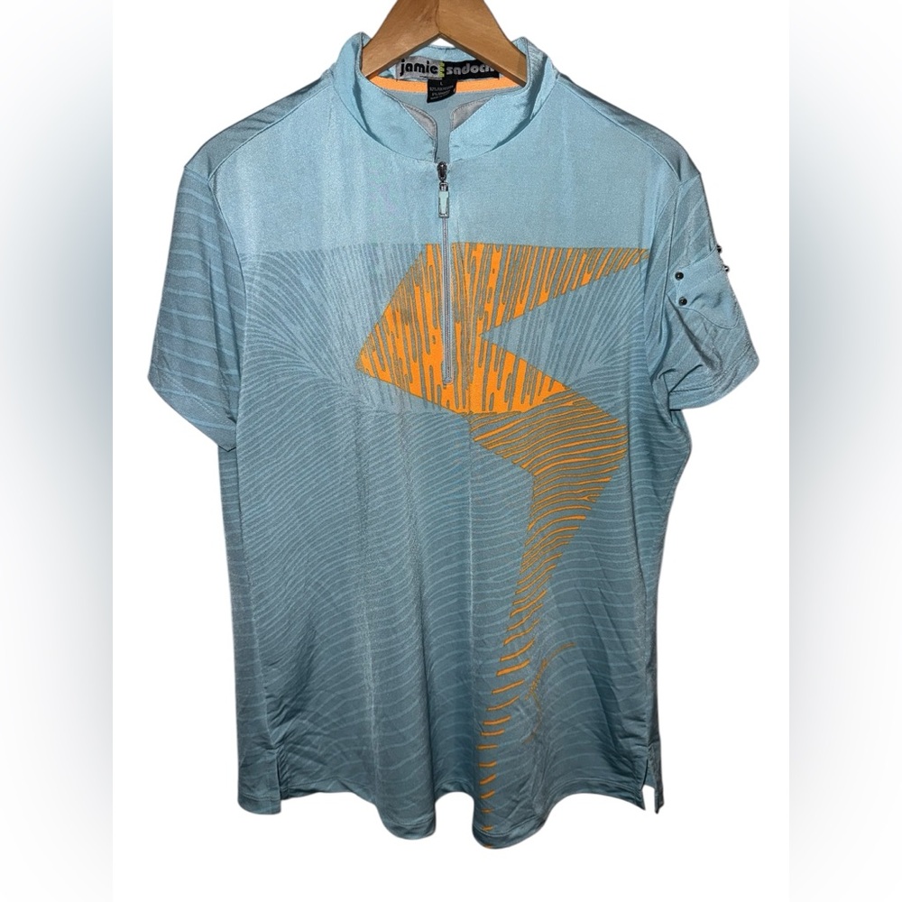 Jamie Sadock Golf short sleeve Belissima 1/4 zip Shirt top sz Large retail $89